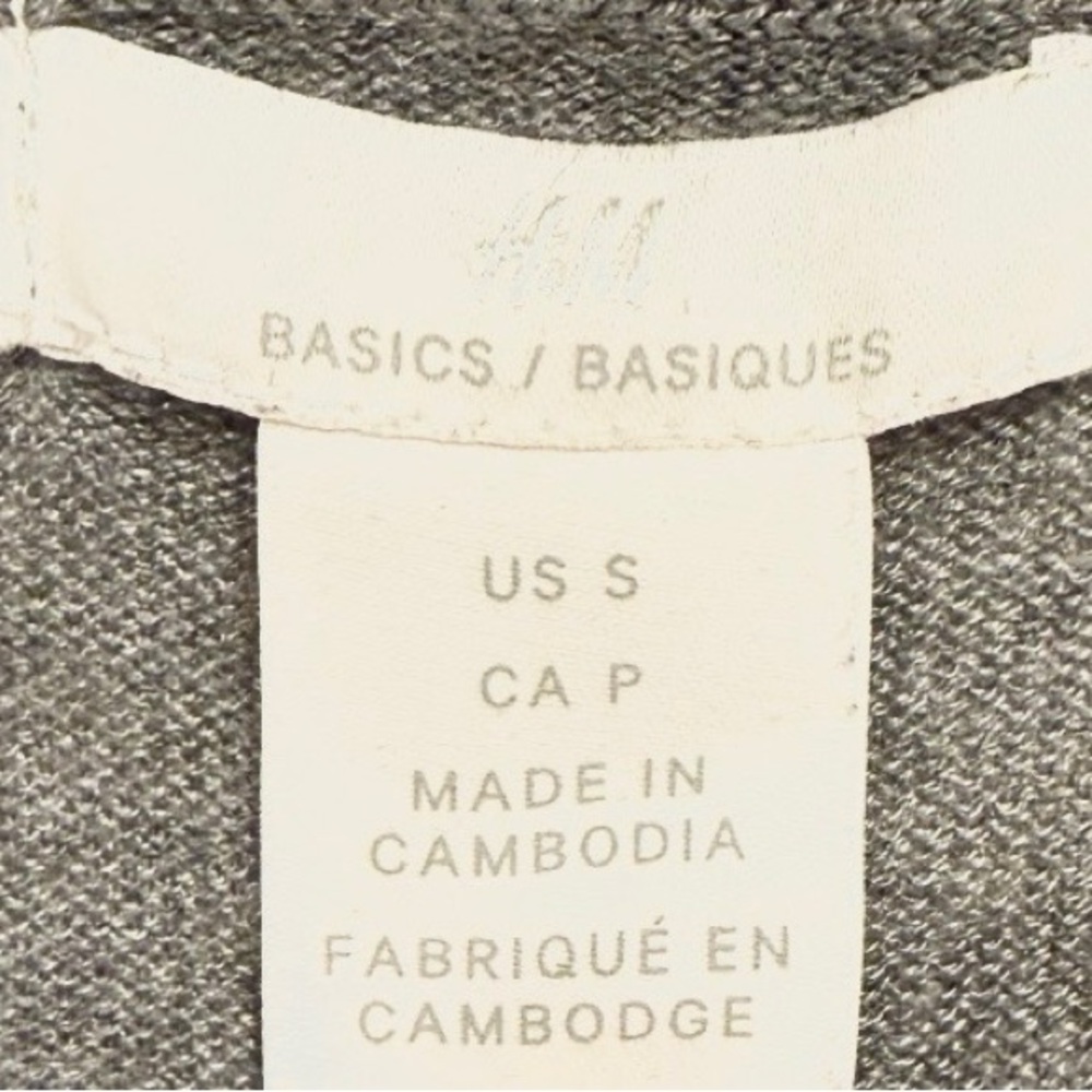 H&M Basics Grey V-Neck Long-Sleeve Pullover Lightweight Sweater Size Small - Picture 3 of 4